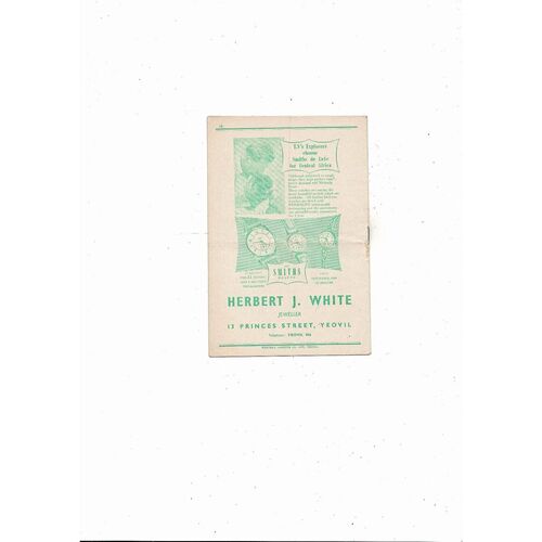 1955/56 Yeovil Town v Headington Southern League Football Programme