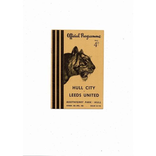 1955/56 Hull City v Leeds United Football Programme