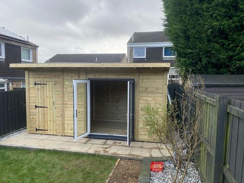 #PVC064 16x8 Pent Summer House Combi