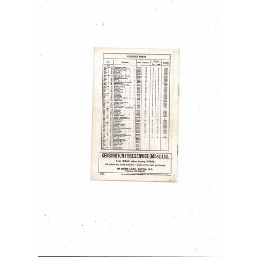 1968/69 Brentford v Doncaster Rovers Football Programme