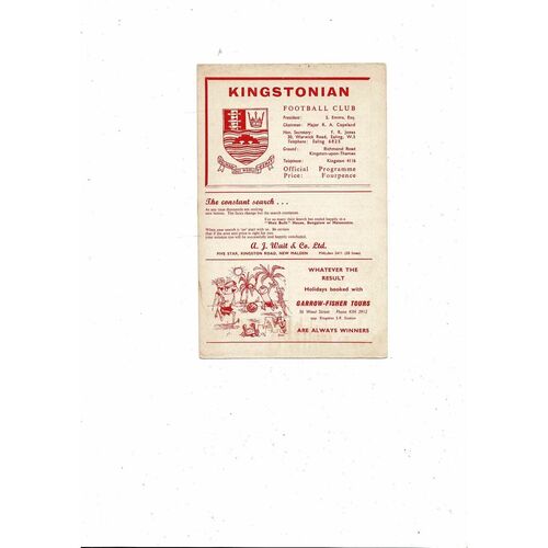 Kingstonian Home Football Programmes
