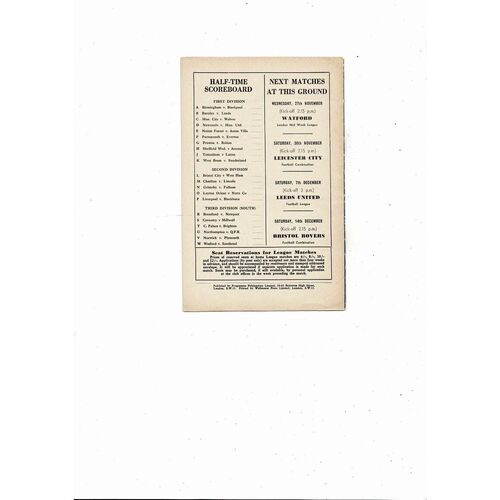 1957/58 Chelsea v Leicester City Football Programme