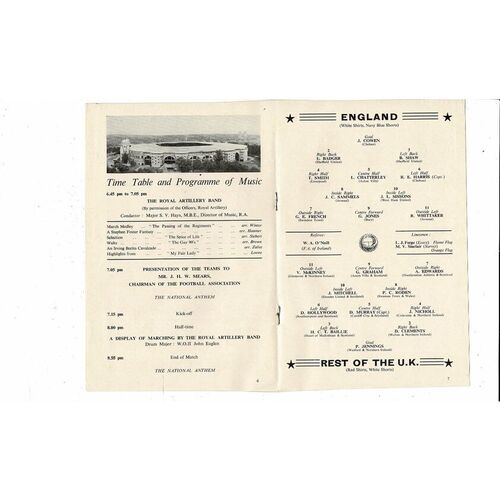 1963 England v Rest of the UK Youth International Football Programme