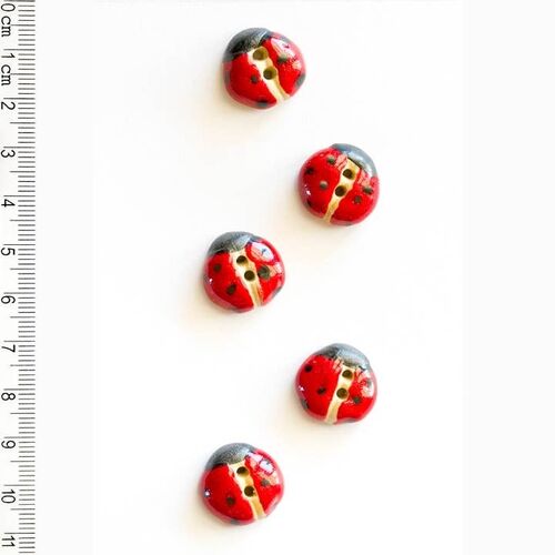 Red Ladybird Buttons by Incomparable Buttons