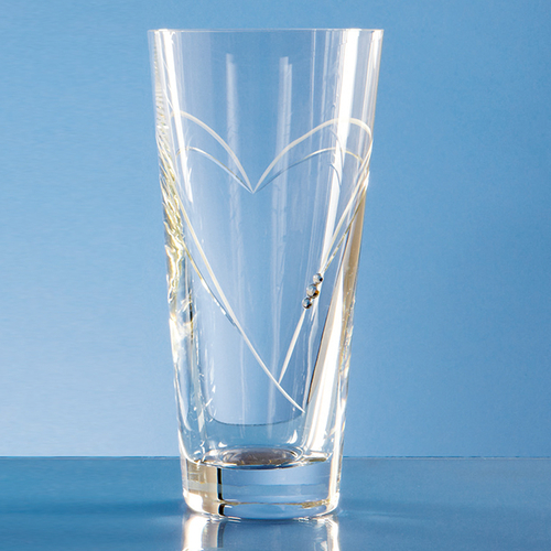 Diamante Conical Vase with Heart Shaped Cutting 20cm