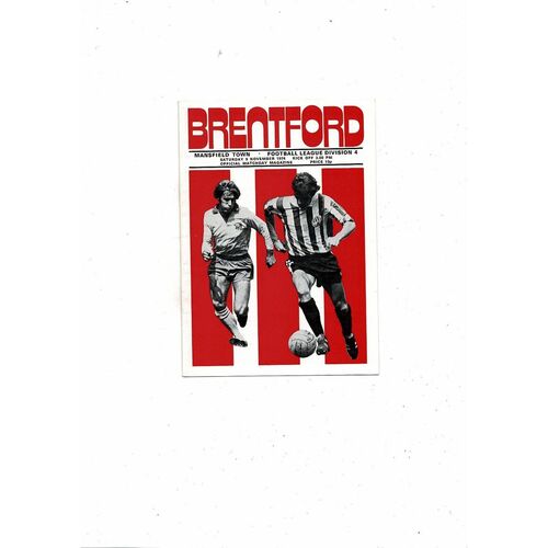 1974/75 Brentford v Mansfield Town Football Programme