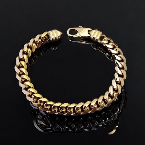 9ct yellow gold domed Cuban curb bracelet