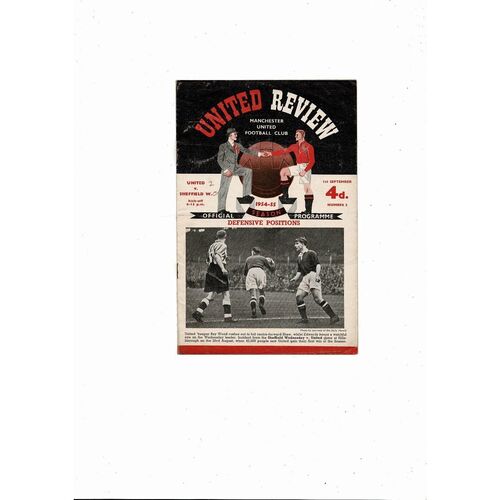 1954/55 Manchester United v Sheffield Wednesday Football Programme
