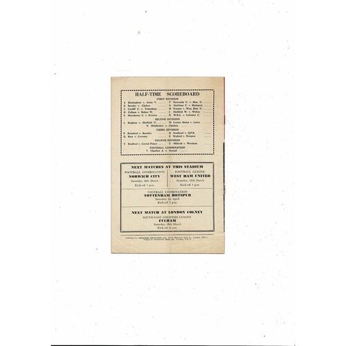 1960/61 Arsenal v Blackburn Rovers Football Programme