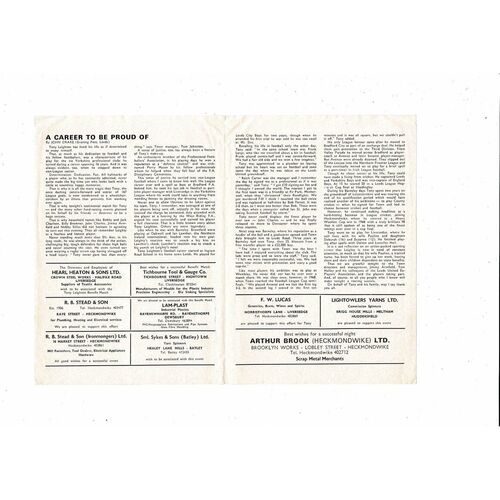 Jimmy Armfields All Stars v Tony Leightons X1 Testimonial Programme 1977/78