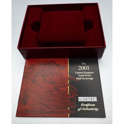 FDC 2001 gold proof half sovereign