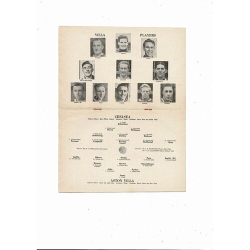 1952/53 Chelsea v Aston Villa Football Programme