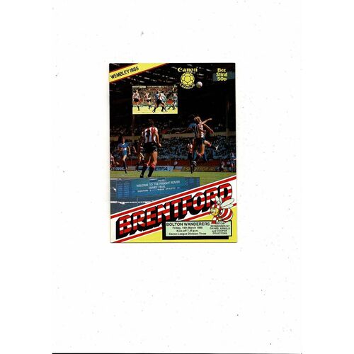 1985/86 Brentford v Bolton Wanderers Football Programme