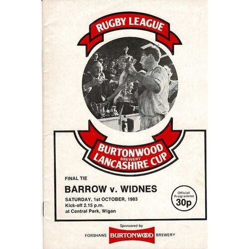 1983 Barrow v Widnes (01/10/1983) Lancashire County Challenge Cup Final Rugby League Programme