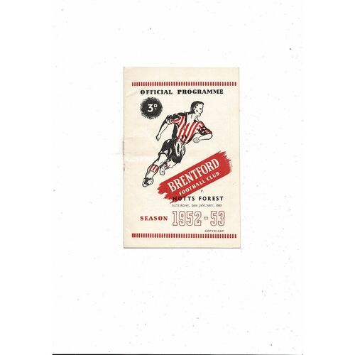 1952/53 Brentford v Nottingham Forest Football Programme