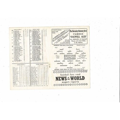 1958/59 Barnsley v Grimsby Town Football Programme