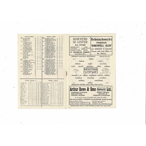 1955/56 Barnsley v Doncaster Rovers Football Programme