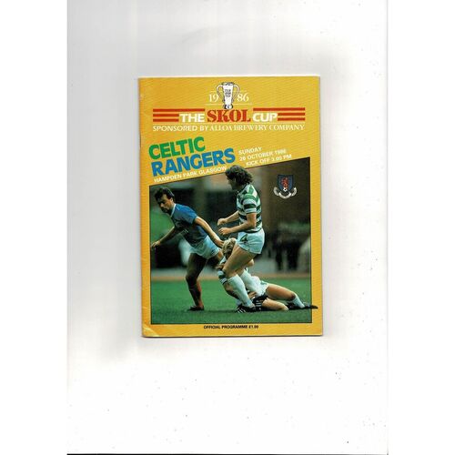 1986 Celtic v Rangers Scottish League Cup Final Football Programme