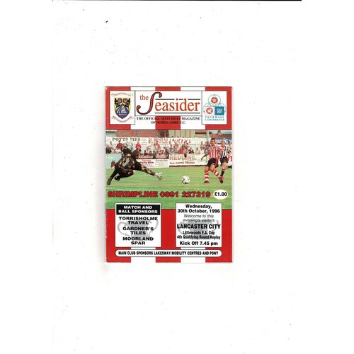 Morecambe v Lancaster City FA Cup Replay Football Programme 1996/97