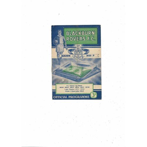 1958/59 Blackburn Rovers v Newcastle United Football Programme