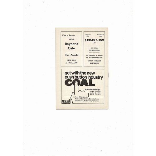 1968/69 Barnsley v Southport Football Programme