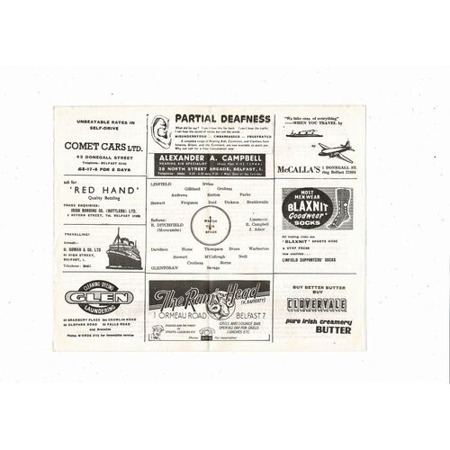 1962/63 Linfield v Glentoran Football Programme