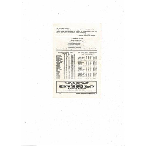 1961/62 Brentford v Leyton Orient FA Cup Football Programme