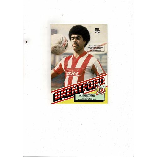 1982/83 Brentford v Chesterfield Football Programme