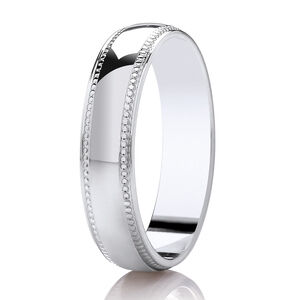 Highly polished band with mille-grain beaded edge