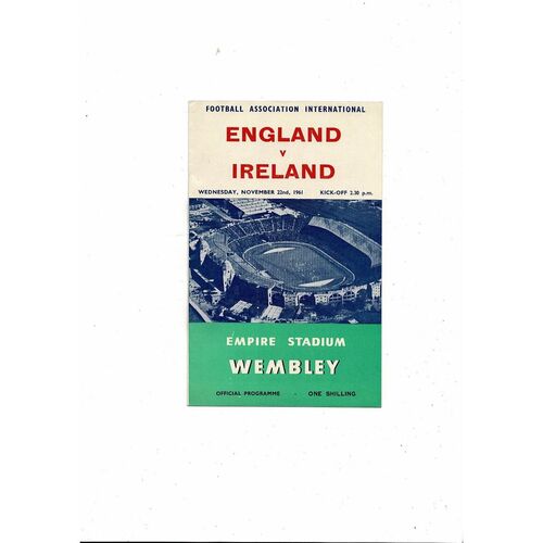 1961 England v Northern Ireland Football Programme