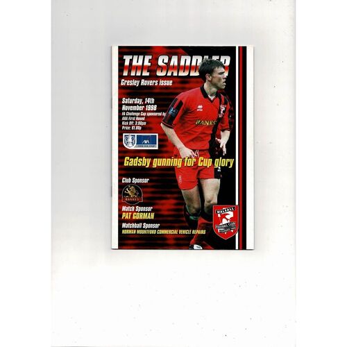 Walsall v Gresley Rovers FA Cup Football Programme 1998/99