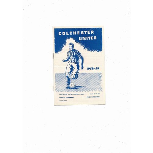 1958/59 Colchester United v Yeovil Town FA Cup Football Programme