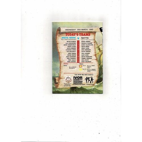 1990/91 Bristol Rovers v Notts County Leyland DAF Southern Area FinalFootball Programme