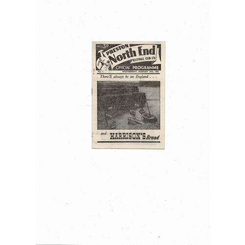 1953/54 Preston v Huddersfield Town Football Programme