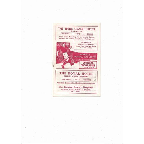 1959/60 Barnsley v Queens Park Rangers Football Programme