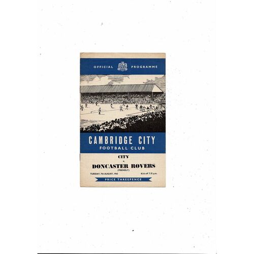 Cambridge City v Doncaster Rovers Friendly Football Programme 1962/63