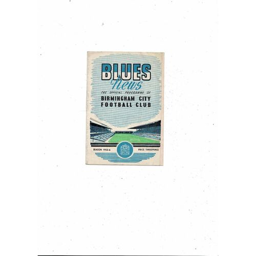 1955/56 Birmingham City v Chelsea Football Programme
