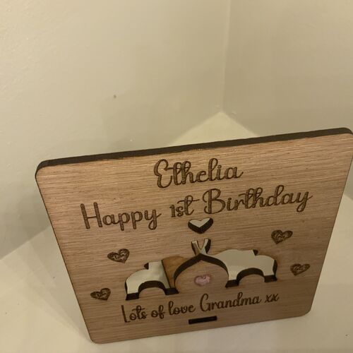 Wooden 1st birthday Card