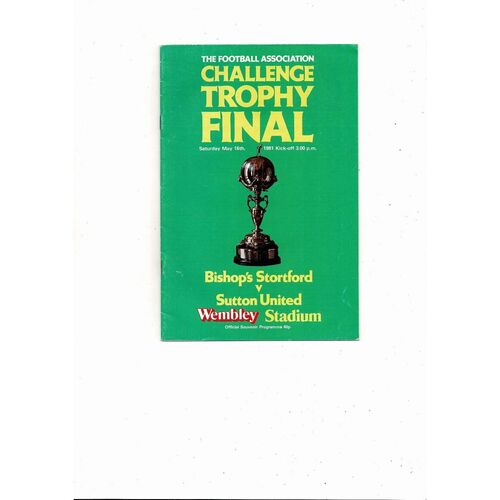1981 Bishops Stortford v Sutton United FA Trophy Final Football Programme