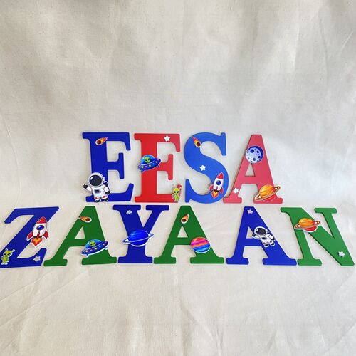 Personalised Space Theme Name Letters – Boys Bedroom Wall Decor