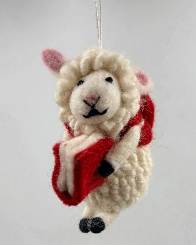 Sheep with Book Ornament