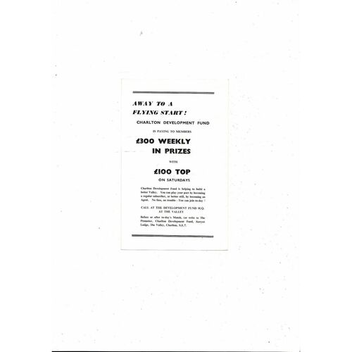 Charlton Athletic v Crystal Palace Friendly Football Programme 1962/63