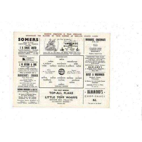 1956/57 Bradford City v Carlisle United Football Programme