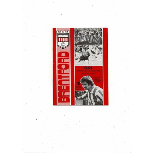 1978/79 Brentford v Bury Football Programme