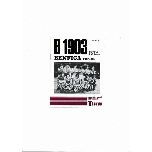 B1903 Copenhagen v Benfica European Cup Football Programme 1977/78