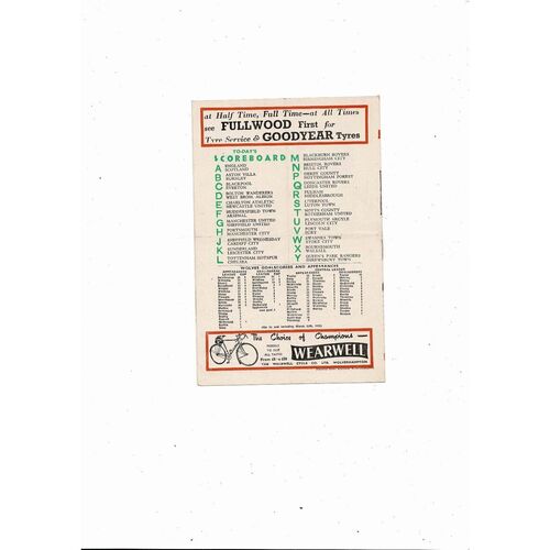 1954/55 Wolves v Preston Football Programme