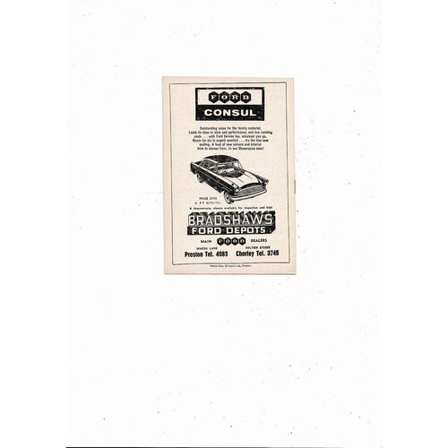 1958/59 Preston v Wolves Football Programme