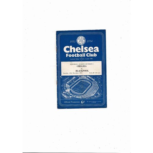 1953/54 Chelsea v Blackpool Football Programme