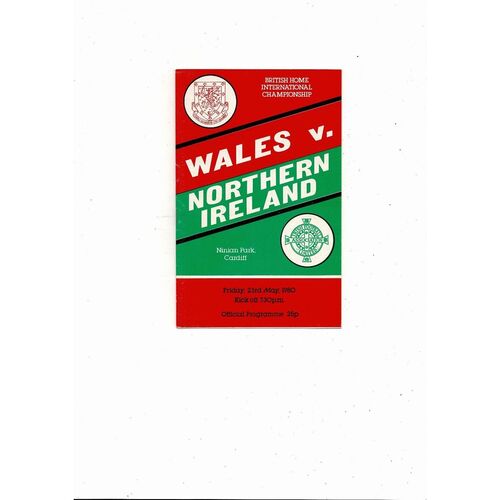 1980 Wales v Northern Ireland British Championship Football Programme @ Cardiff