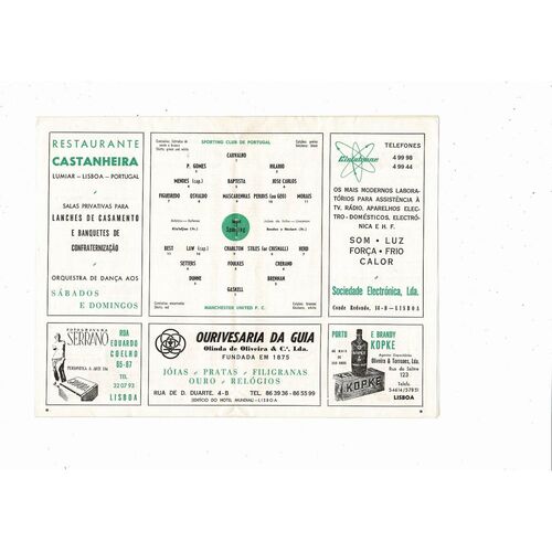 Sporting Club v Manchester United European Cup Winners Cup Football Programme 1963/64